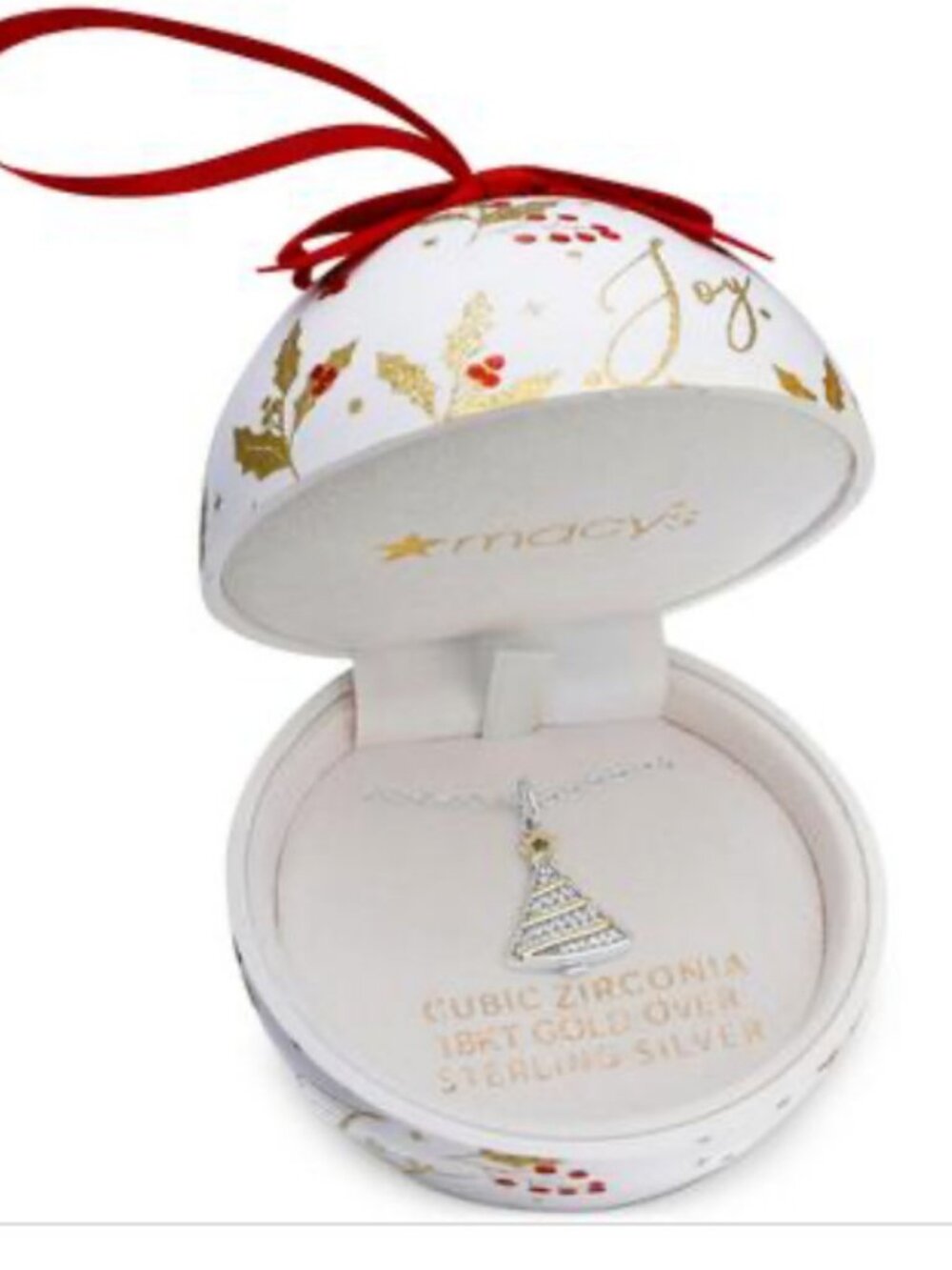 Giani Bernini Ornament Box Cubic Zirconia Two-Tone Christmas Tree Pendant Silver
